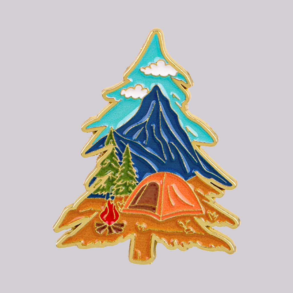 Outdoor Camping Logo - Camping Enamel Pin Outdoor Travel Brooch