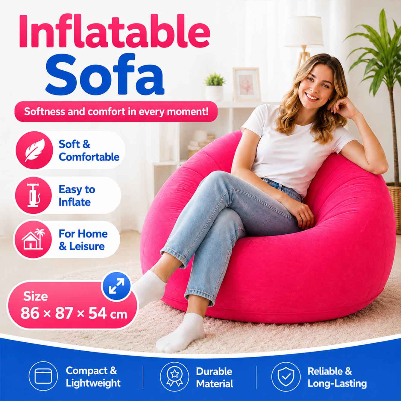1PC Inflatable Bean Bag Chairs - Outdoor Camping Couch ulasan dan harga