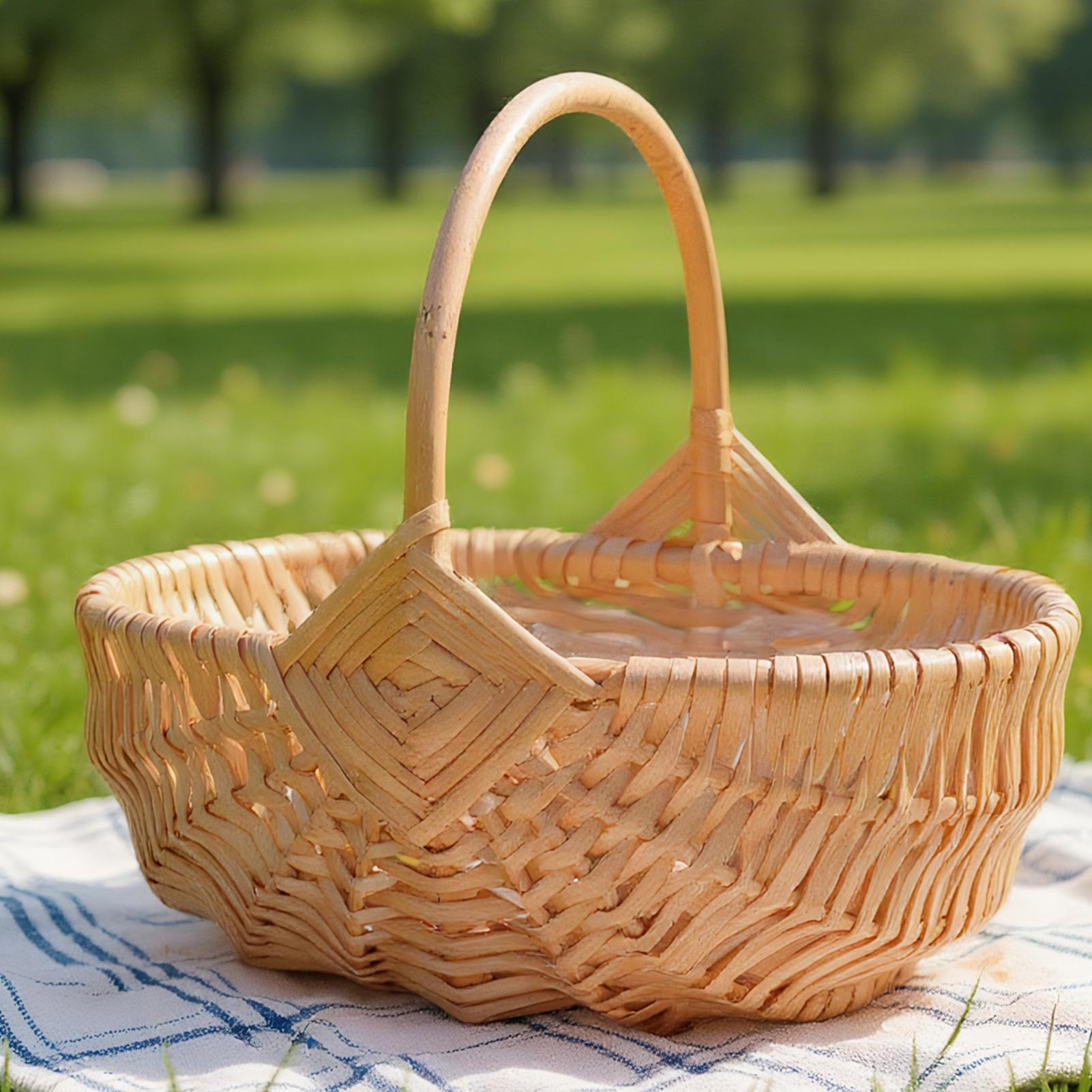 Woven Wicker Picnic Basket Wit - Outdoor Camping Activities ulasan dan harga