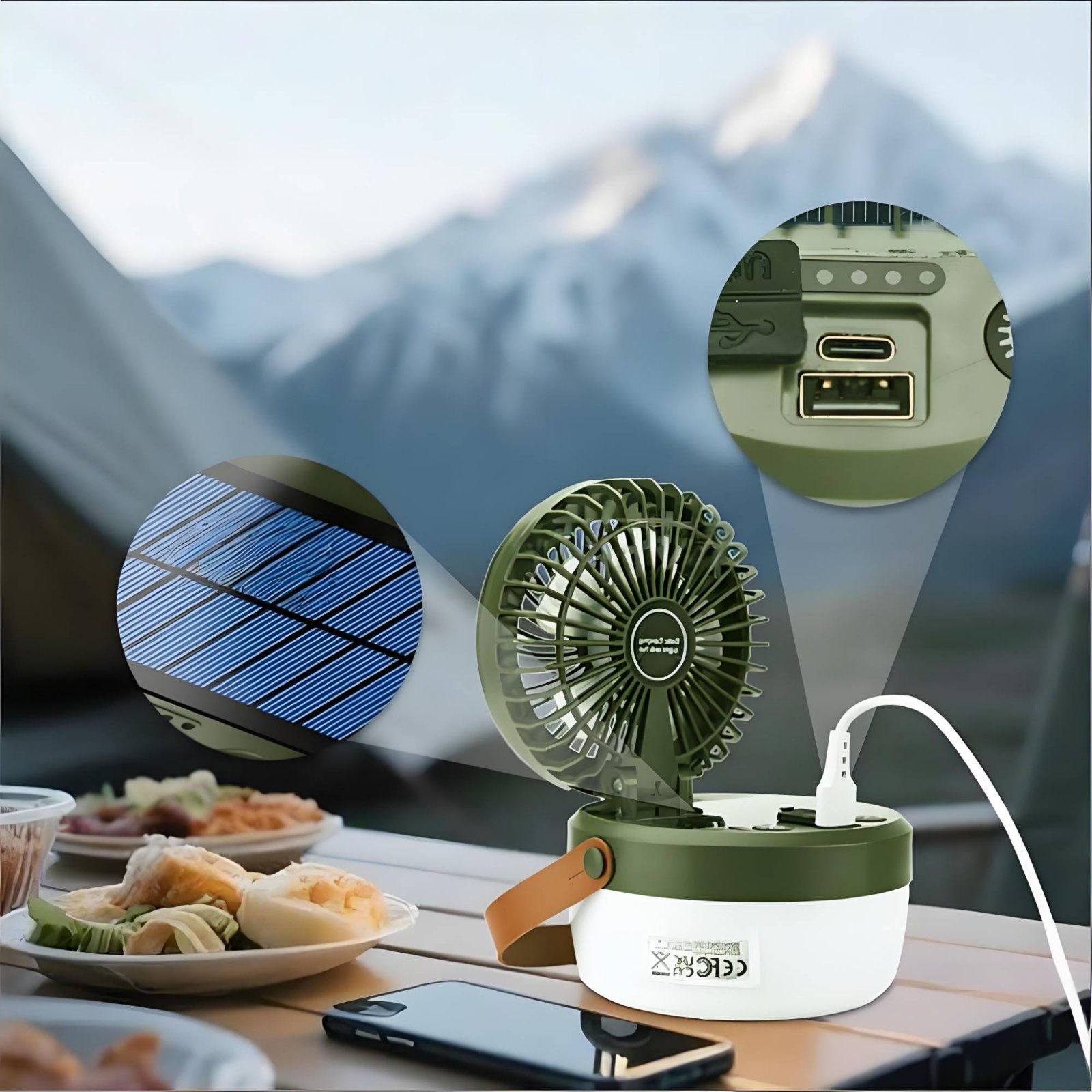 Solar Camping Fan Lantern Fold - Outdoor Camping Fan ulasan dan harga