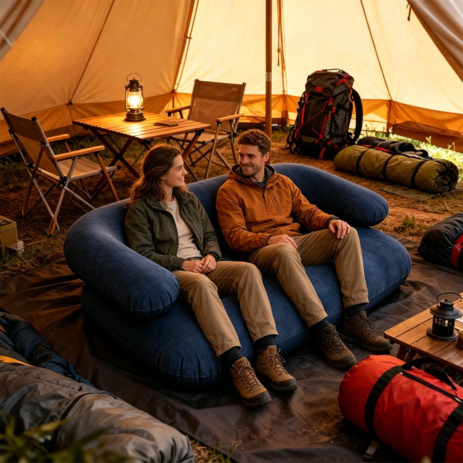 135X66X45cm Flocked Inflatable - Outdoor Camping Couch ulasan dan harga